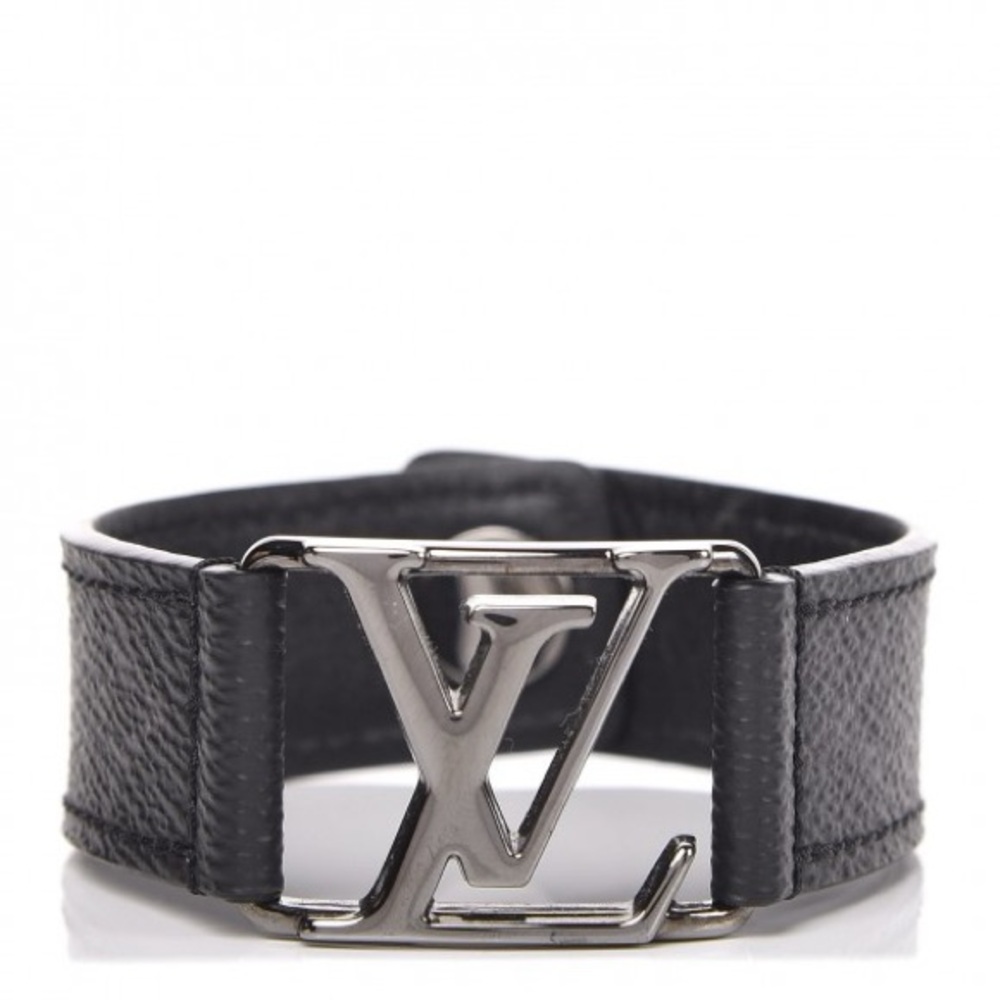 Louis Vuitton Black Monogram Eclipse Leather Hockenheim Cuff Bracelet